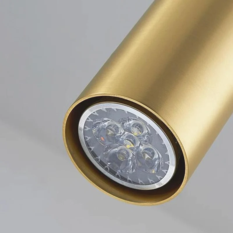 Hanging Pendant Light Small Slim Brass Tube, Gold