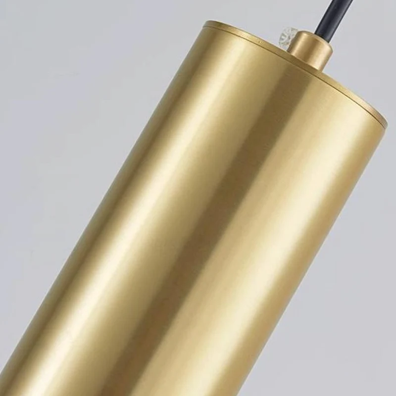 Hanging Pendant Light Small Slim Brass Tube, Gold