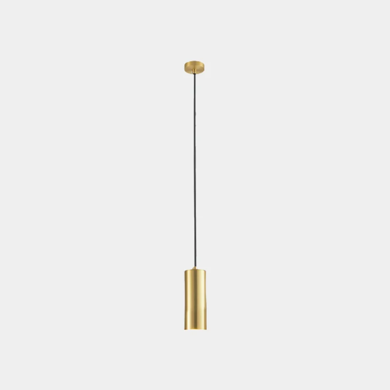 Hanging Pendant Light Small Slim Brass Tube, Gold