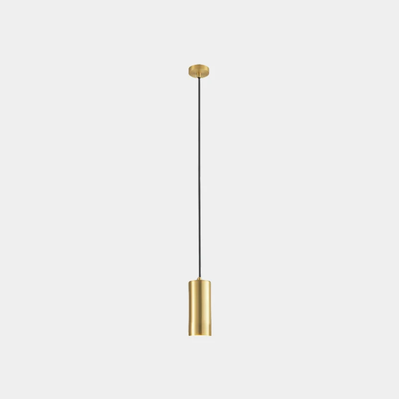 Hanging Pendant Light Small Slim Brass Tube, Gold