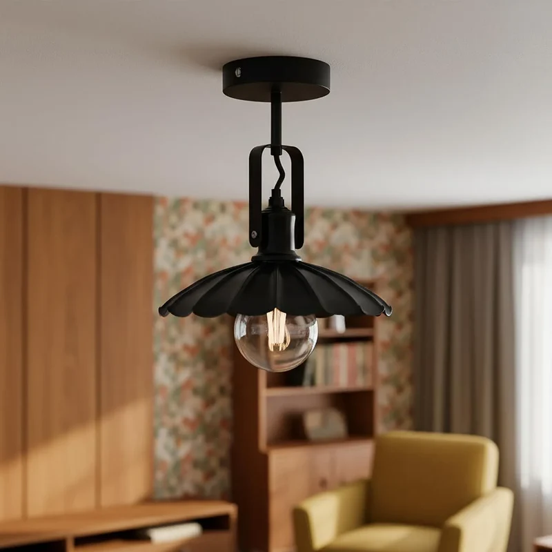 Vintage Deckenleuchte Wellenrand – Industrie Gelenk Spot Lampe | Ø22cm | E27 ~3740