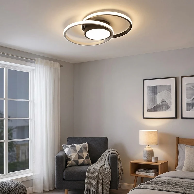 Moderne LED-Deckenleuchte aus weißem Aluminium 6500K für Schlafzimmer – Caeluxi
