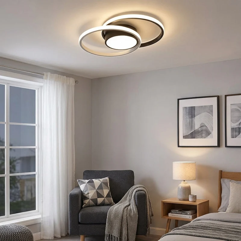 Moderne LED-Deckenleuchte aus weißem Aluminium 6500K für Schlafzimmer – Caeluxi