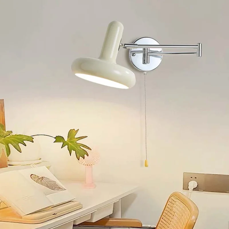 Wall Sconce Bauhaus Cream Metal Adjustable Swing Arm