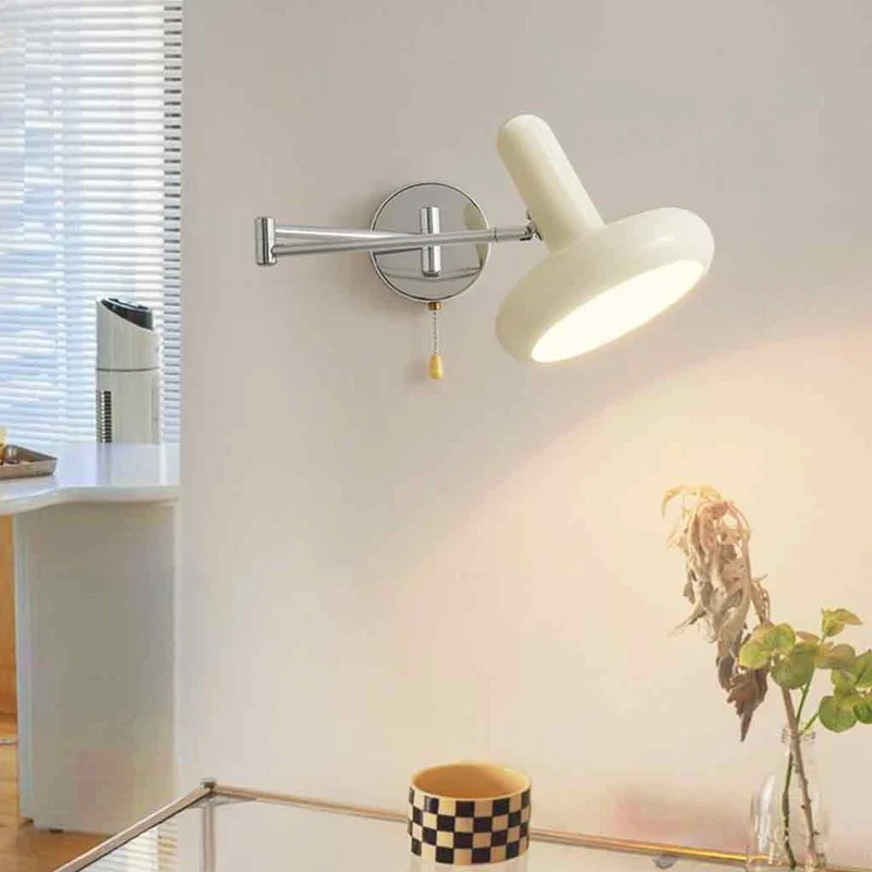 Wall Sconce Bauhaus Cream Metal Adjustable Swing Arm