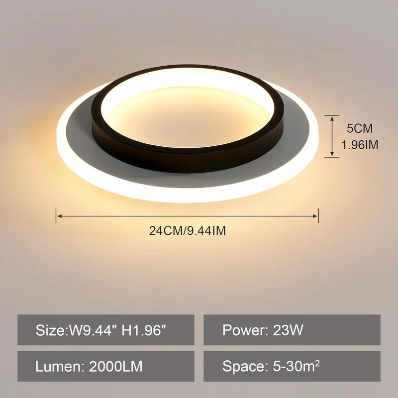 Moderne schwarze Deckenleuchte aus Acryl für Wohnzimmer – Arionelv