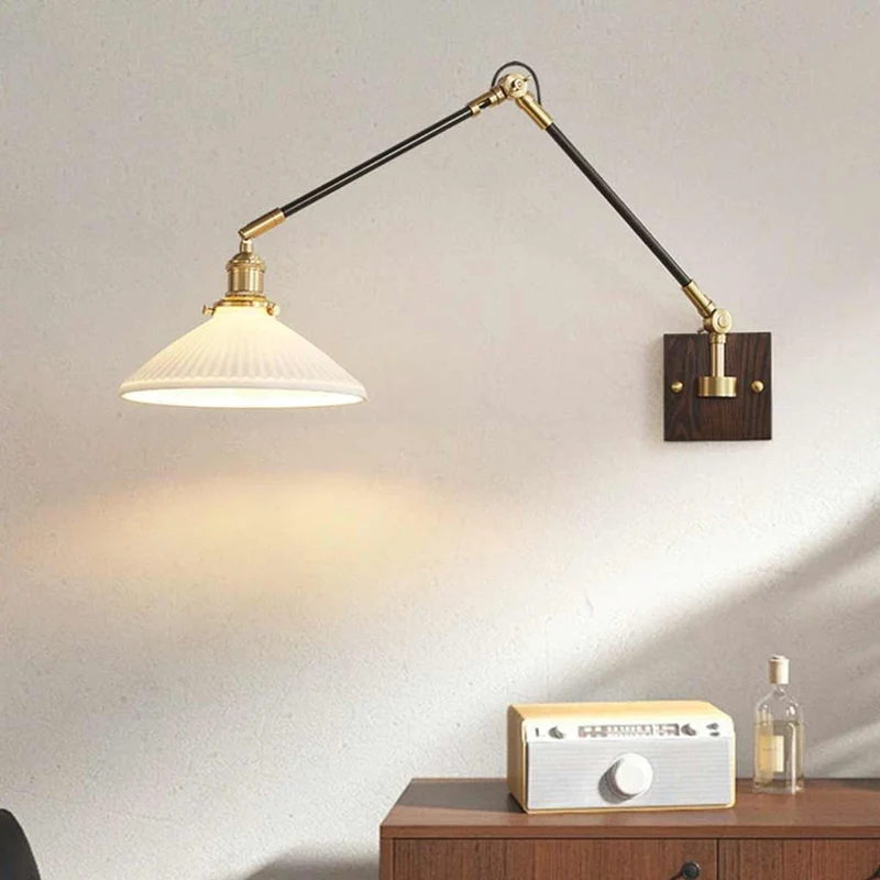 Wall Lamp Vintage Adjustable Swing Arm with Pull Chain