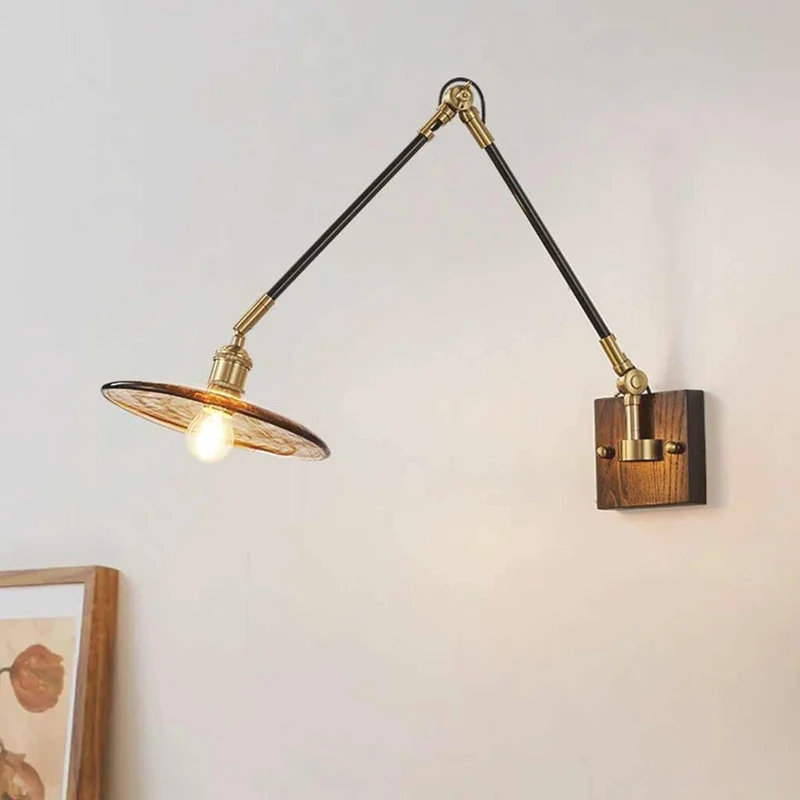Wall Lamp Vintage Adjustable Swing Arm with Pull Chain