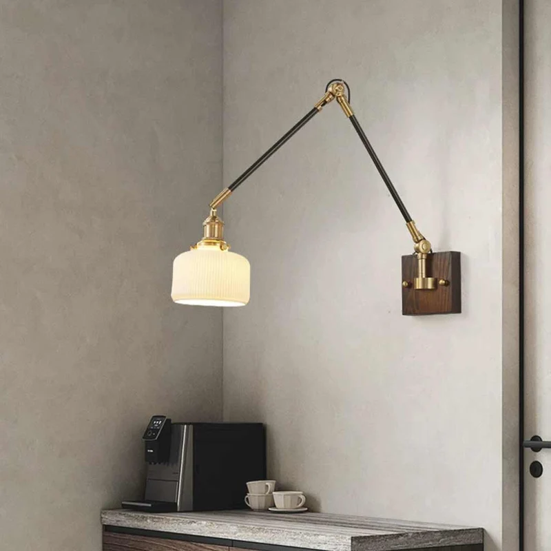 Wall Lamp Vintage Adjustable Swing Arm with Pull Chain