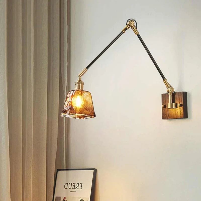 Wall Lamp Vintage Adjustable Swing Arm with Pull Chain