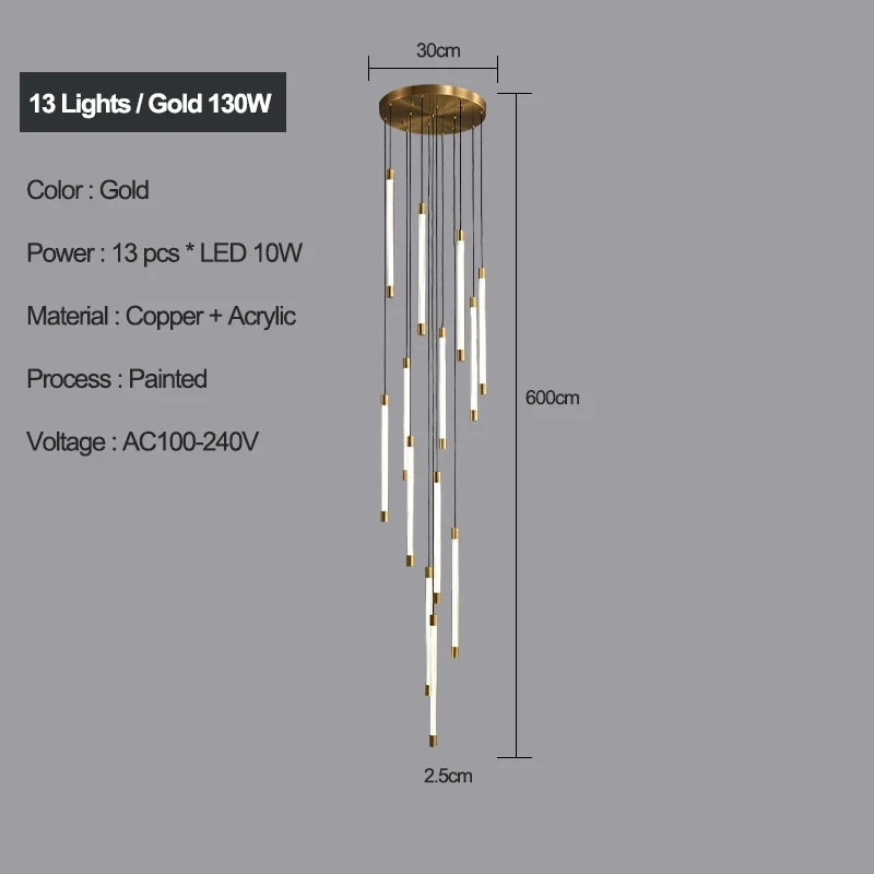 Kupfer-Treppenleuchter für Villen und Hotels – Célestine