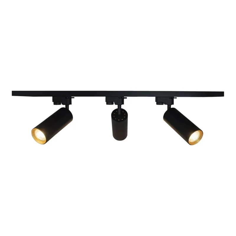 LED 1-Phasen-Schienen | Schwarz mit goldenem Ring | 1 Meter | Inklusive 3 Schienenspots