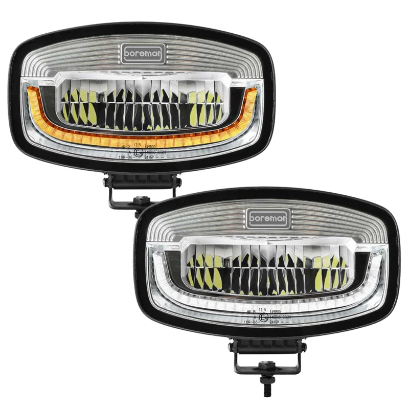 Boreman Phantom Silberne LED Jumbo-Fahrleuchte mit gelbem/weißem Positionslicht