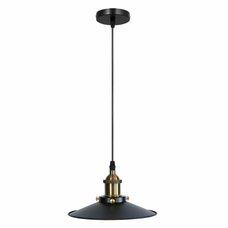 Flache Industrial Hängelampe Ø22cm Schwarz E27 Vintage ~3738