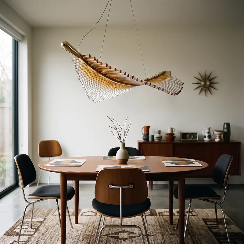LED-Kristall-Deckenleuchte mit Blättern für Wohnzimmer und Treppe – Caeluxia