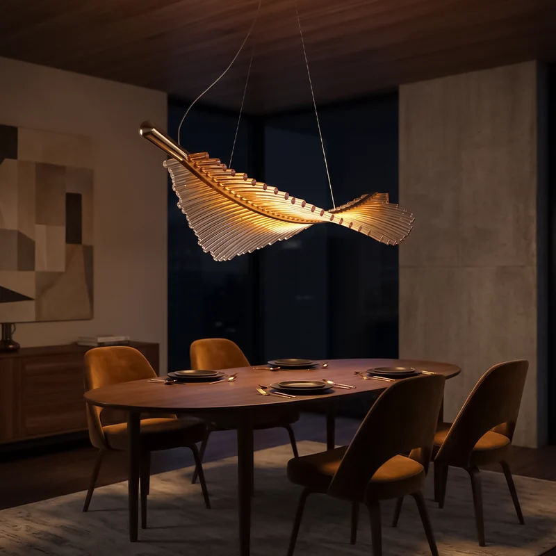 LED-Kristall-Deckenleuchte mit Blättern für Wohnzimmer und Treppe – Caeluxia