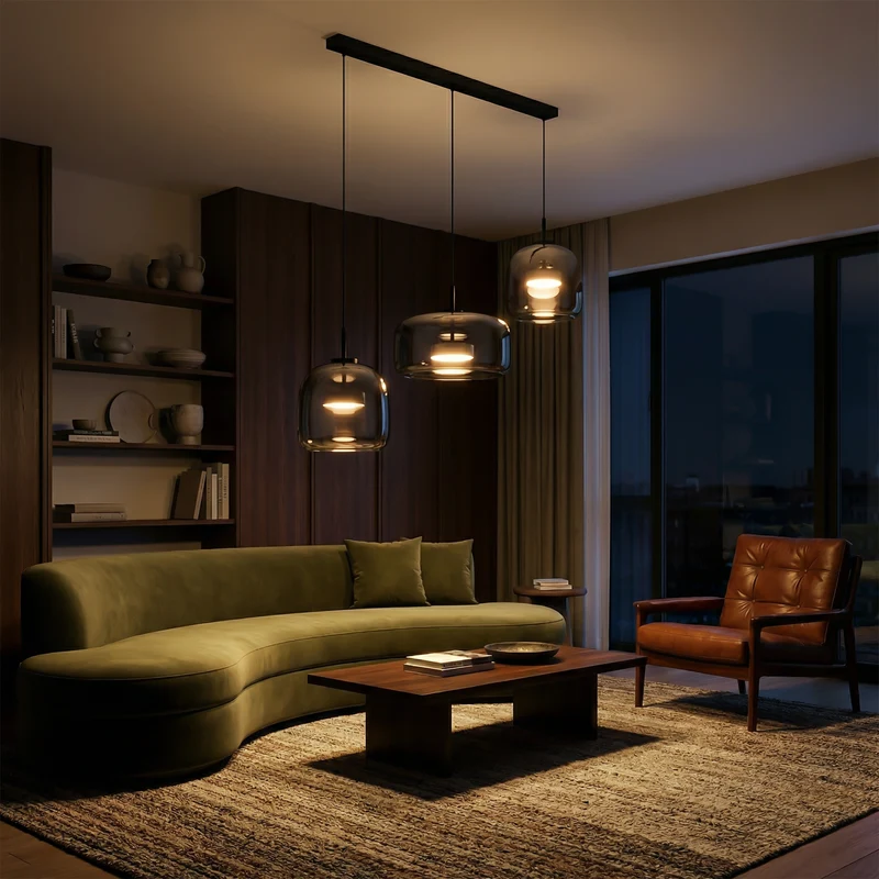 Minimalistische nordische Glas-Pendelleuchte für Wohnzimmer und Schlafzimmer – Vetroéclat