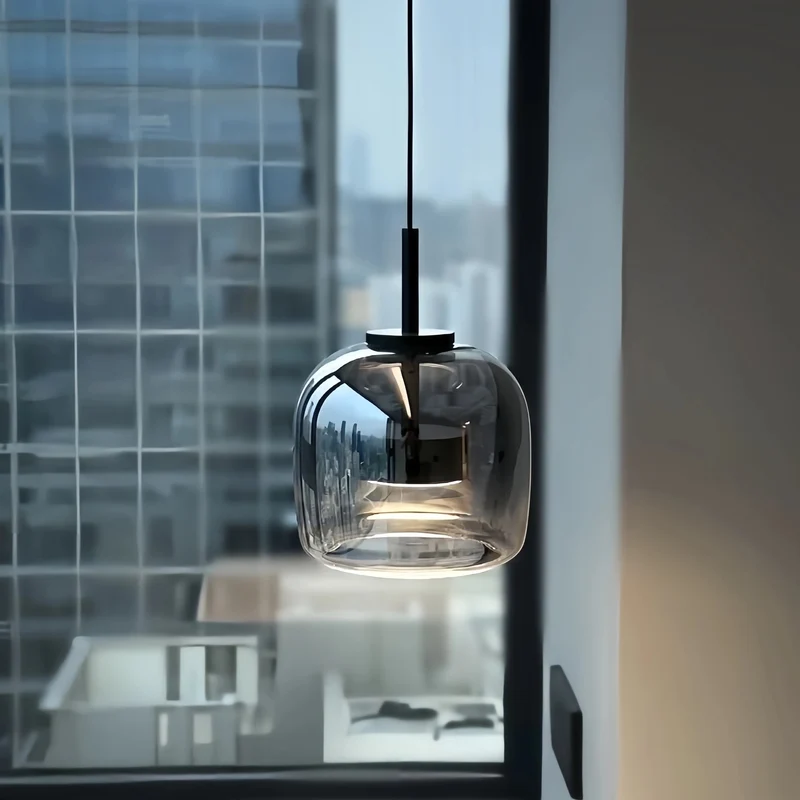 Minimalistische nordische Glas-Pendelleuchte für Wohnzimmer und Schlafzimmer – Vetroéclat