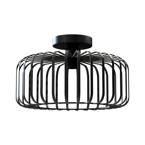 Moderne Deckenleuchte Käfig Schwarz Metall Trommel E27 ~3676