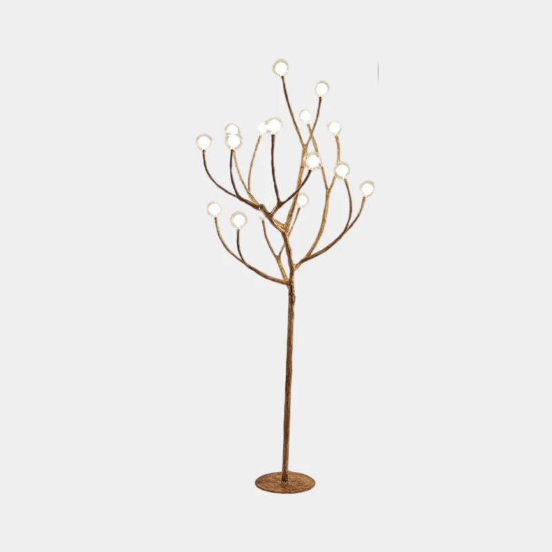 Floor Lamp Retro Natural Metal Tree Branch Multi Globe