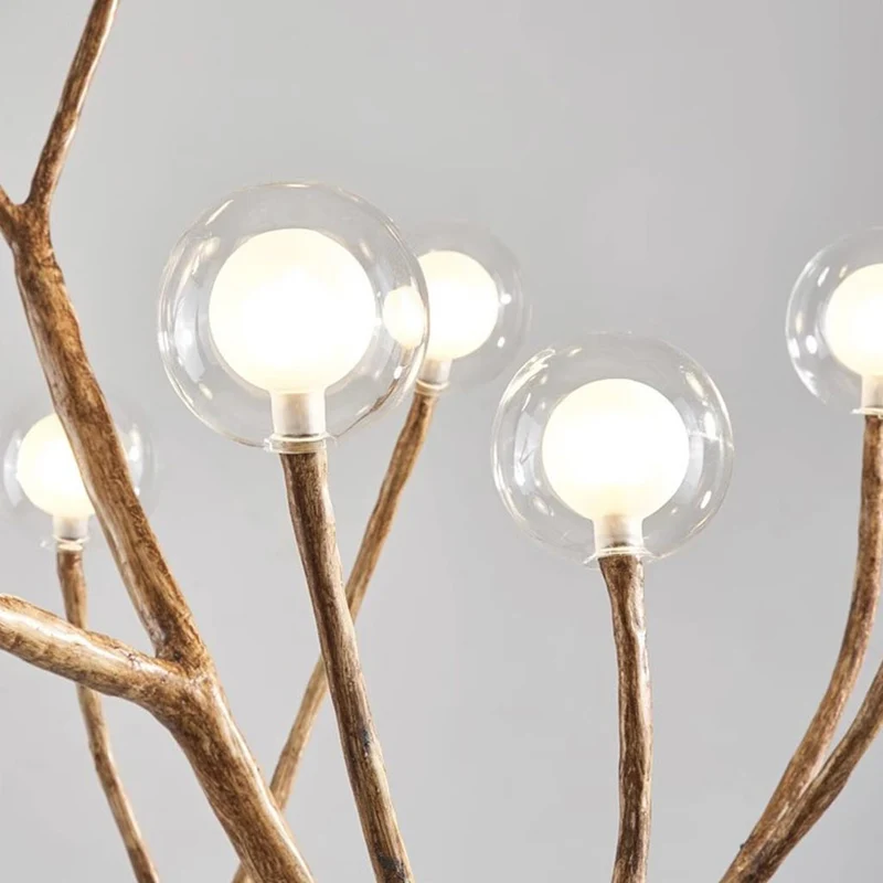 Floor Lamp Retro Natural Metal Tree Branch Multi Globe