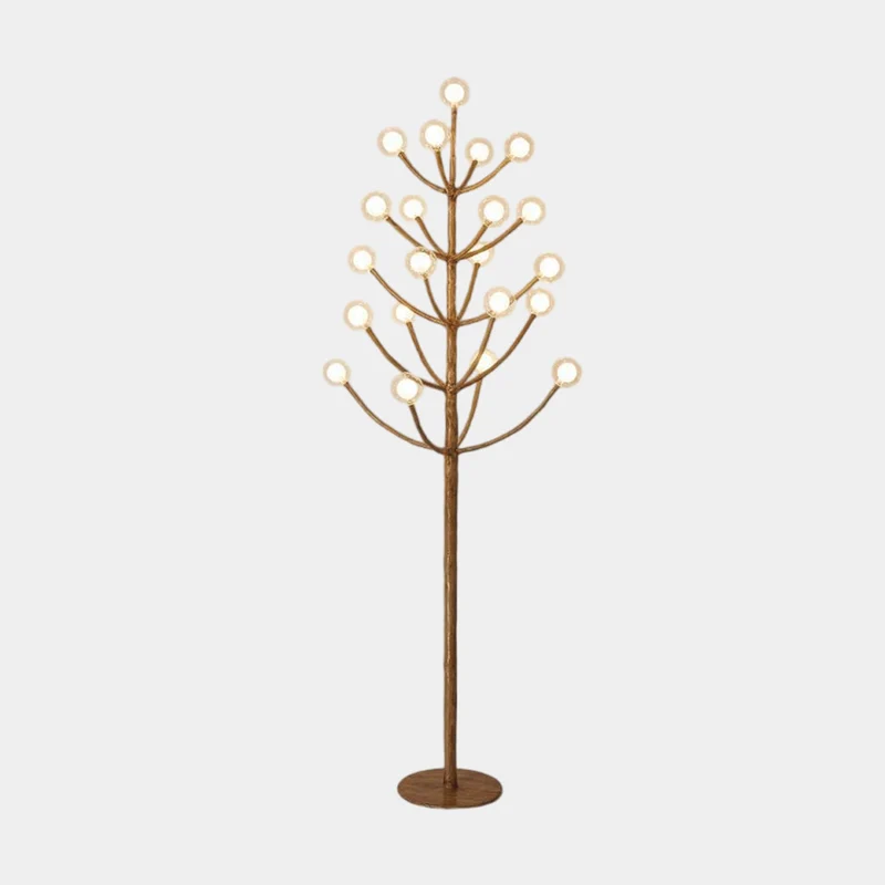 Floor Lamp Retro Natural Metal Tree Branch Multi Globe