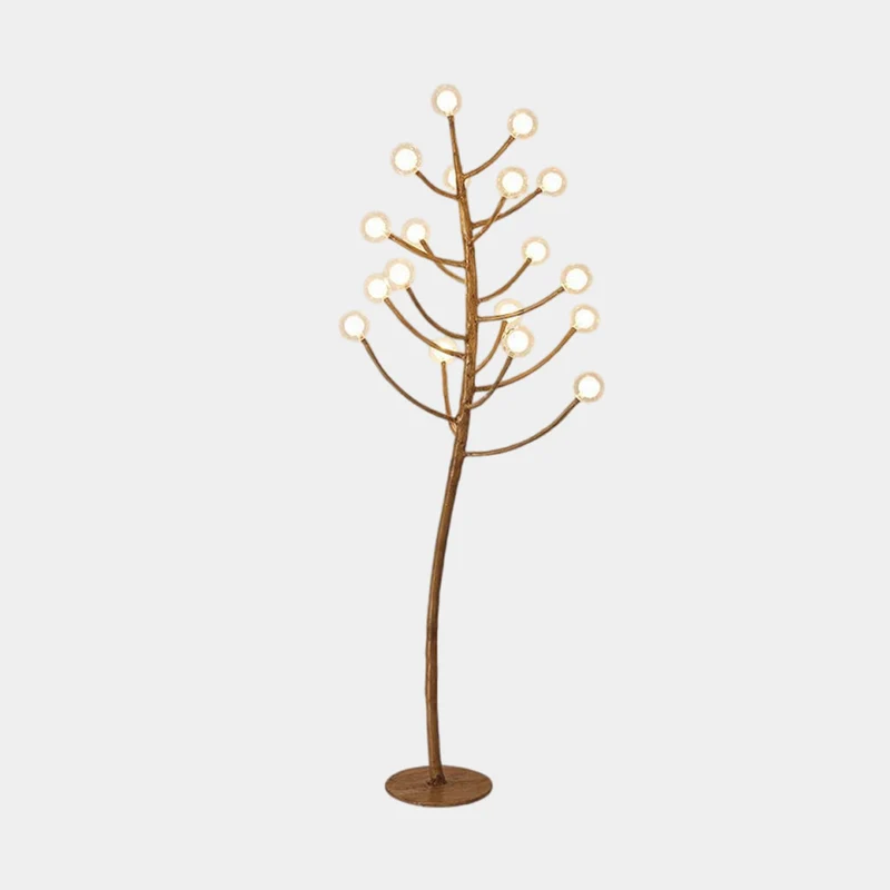 Floor Lamp Retro Natural Metal Tree Branch Multi Globe