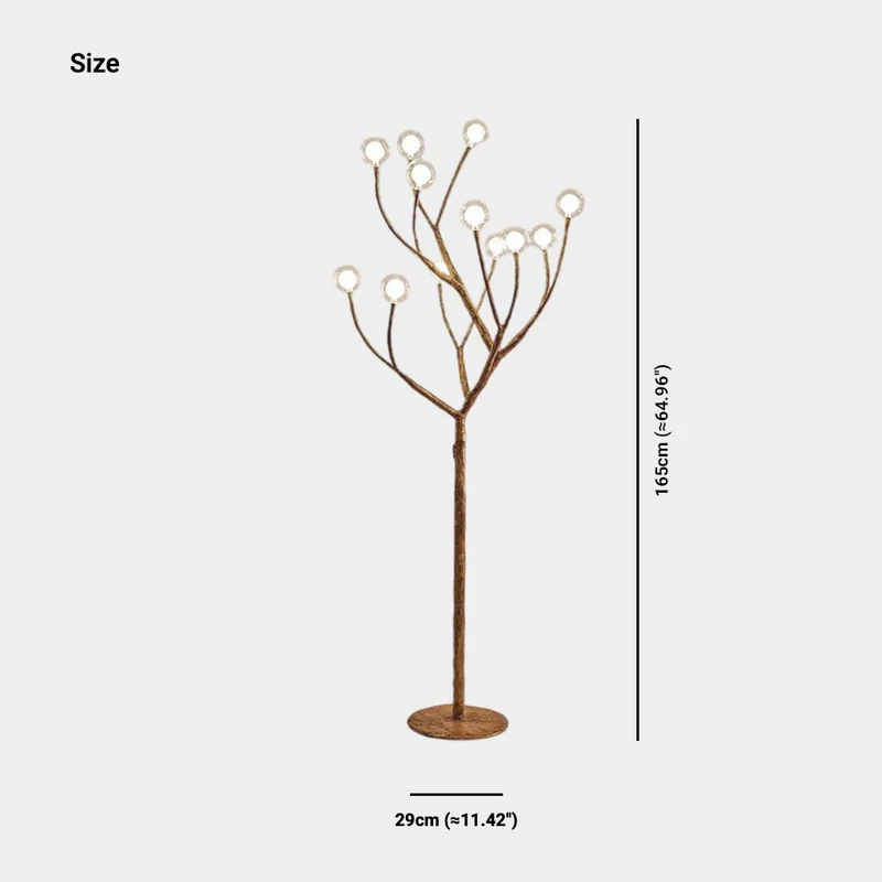 Floor Lamp Retro Natural Metal Tree Branch Multi Globe