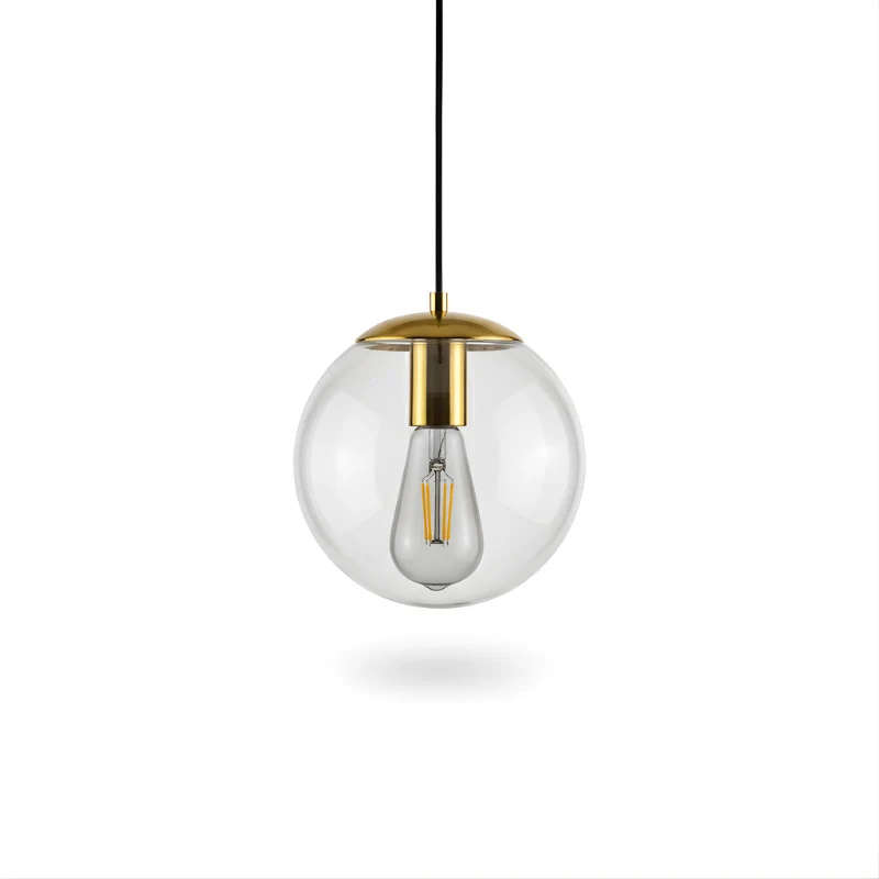 Moderne Pendelleuchte aus goldenem Metall und Glas – Oréclat