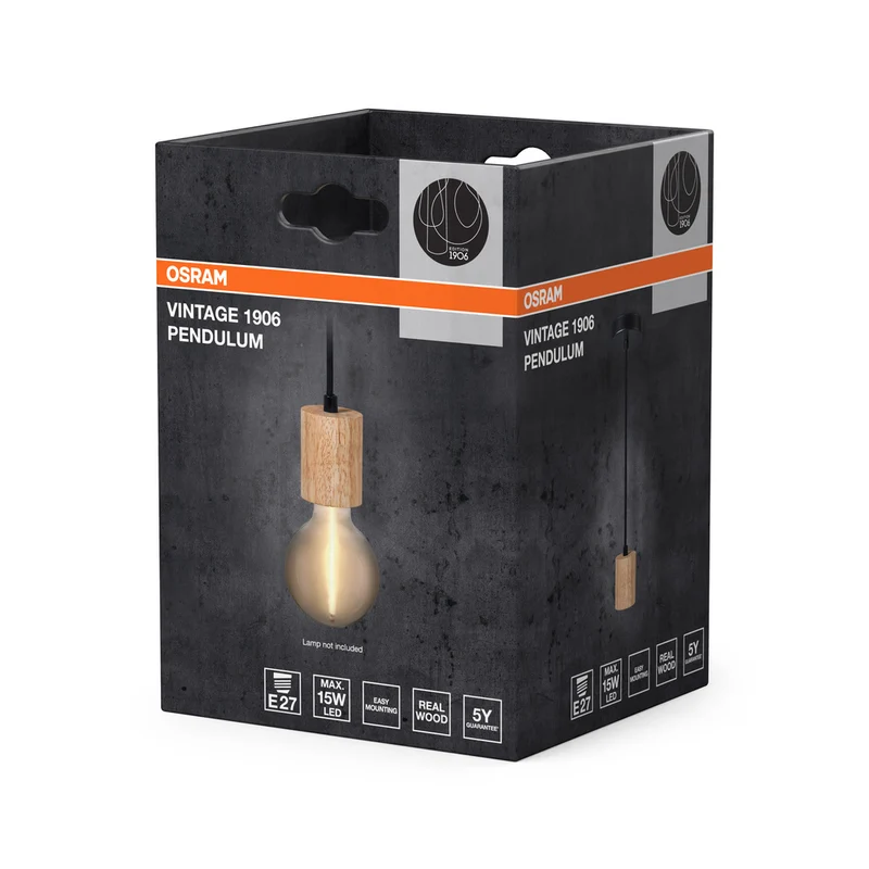 OSRAM Vintage 1906® Pendelleuchte CYLINDER E27, holz