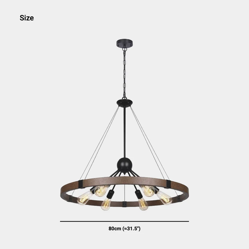 Chandelier Industrial Farmhouse Rustic Large Iron Round Sputnik