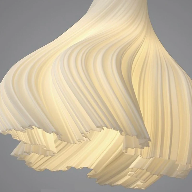 Pendant Light Nordic 3D Printed Pleated Acrylic Small Indoor, White