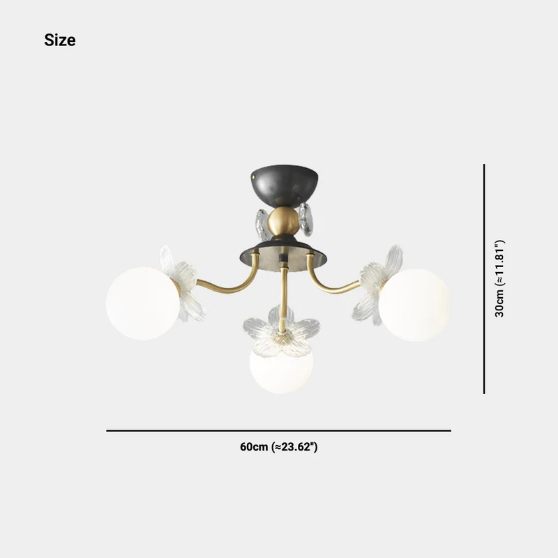 Chandelier Nordic Brass Cherry Blossom Petal Glass Globe
