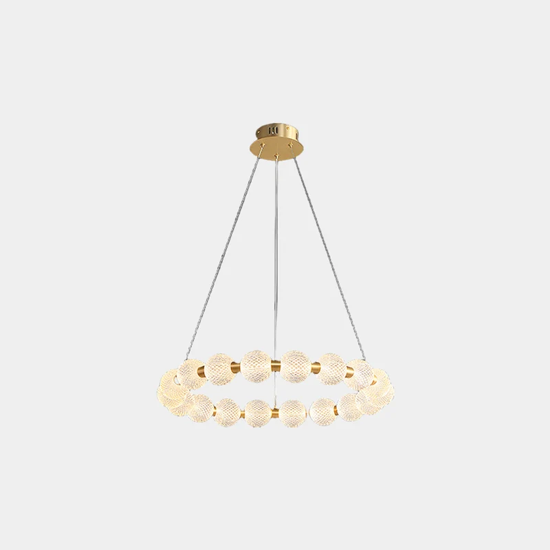 Chandelier Modern Brass Bead Pearl Ring Dimmable LED