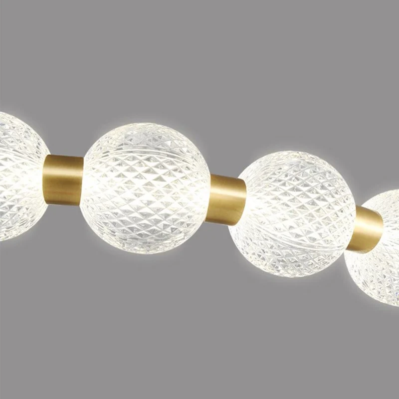 Chandelier Modern Brass Bead Pearl Ring Dimmable LED