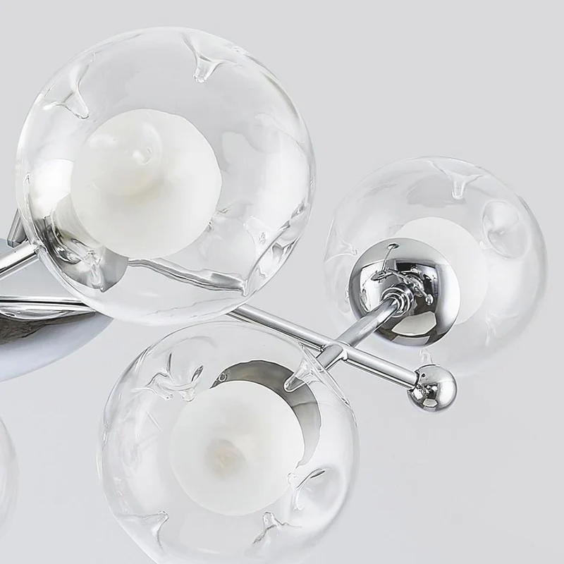 Chandelier Nordic Iron Glass Ball Sputnik, Chrome