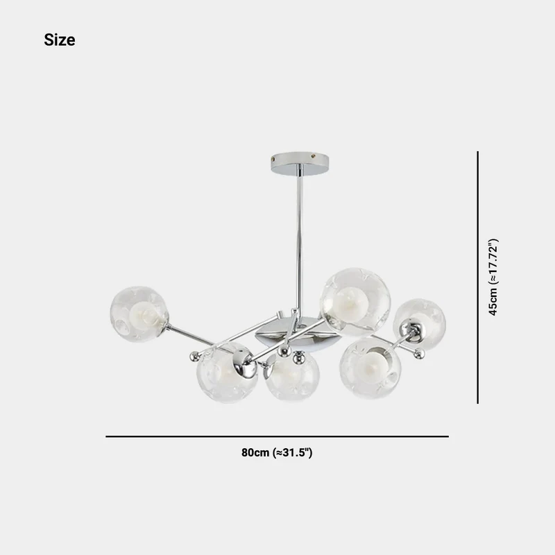 Chandelier Nordic Iron Glass Ball Sputnik, Chrome