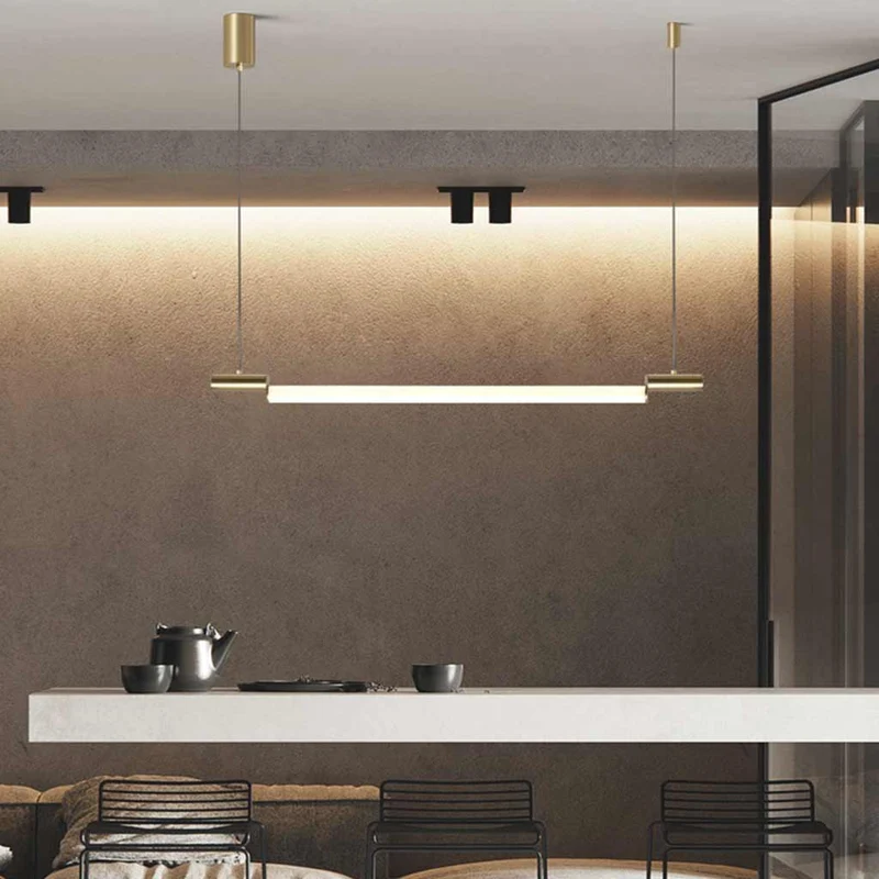 Pendant Light Linear Horizontal Strip LED, Black / Gold