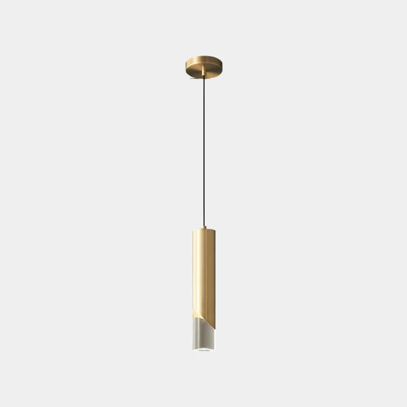 Pendant Light Minimalist Small Brass Cylinder, Black / Gold