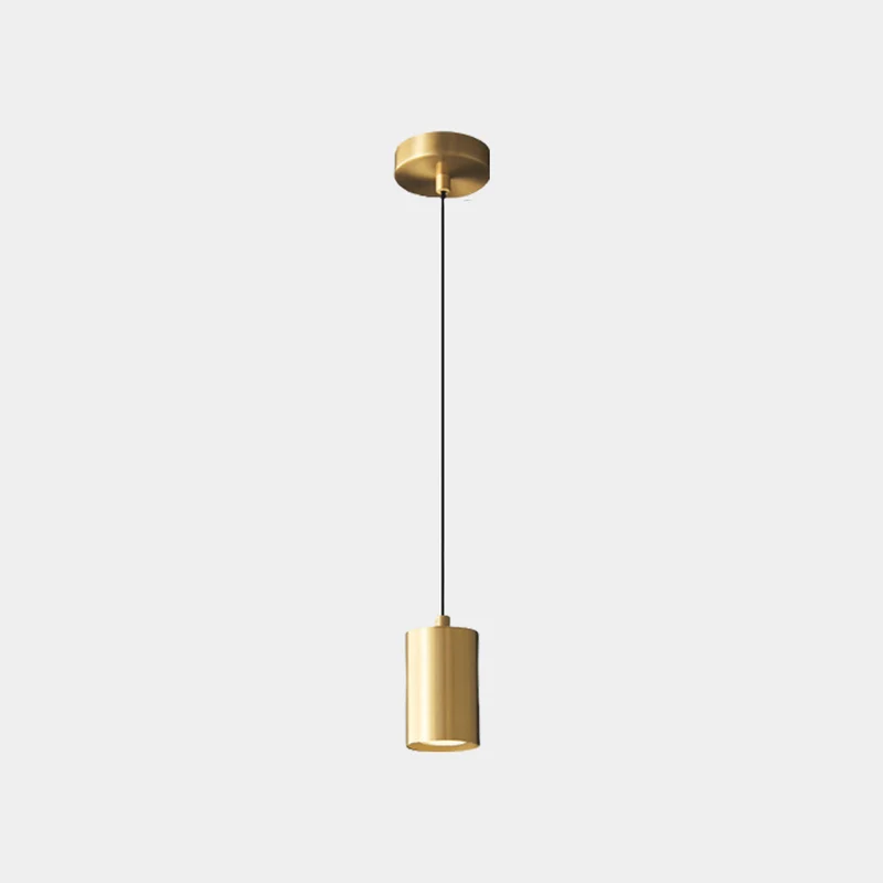 Pendant Light Minimalist Small Brass Cylinder, Black / Gold