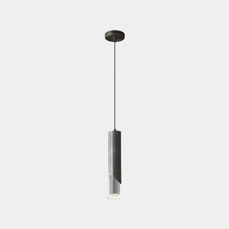 Pendant Light Minimalist Small Brass Cylinder, Black / Gold