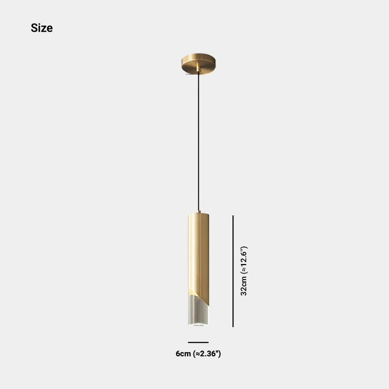 Pendant Light Minimalist Small Brass Cylinder, Black / Gold