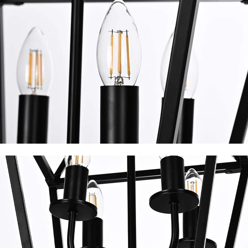 Chandelier Pendant Light Industrial Iron Cage, Black