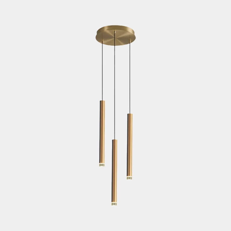 Hanging Pendant Light Minimalist Slim Tube, Gold