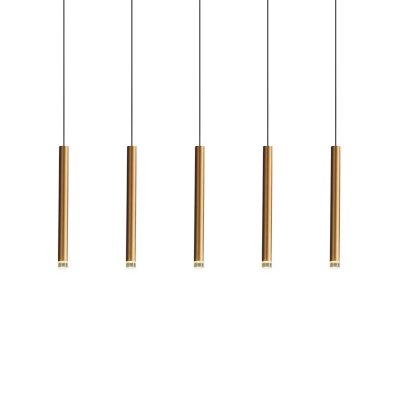 Hanging Pendant Light Minimalist Slim Tube, Gold