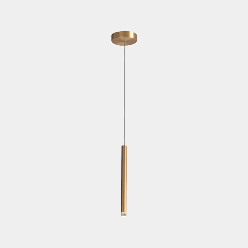 Hanging Pendant Light Minimalist Slim Tube, Gold