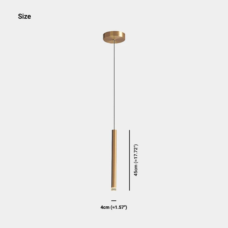 Hanging Pendant Light Minimalist Slim Tube, Gold