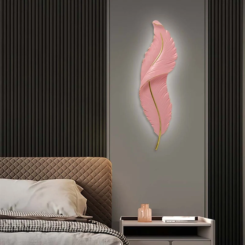 Wall Sconce Lamp Modern Resin Feather LED Dimmable, 4 Colors