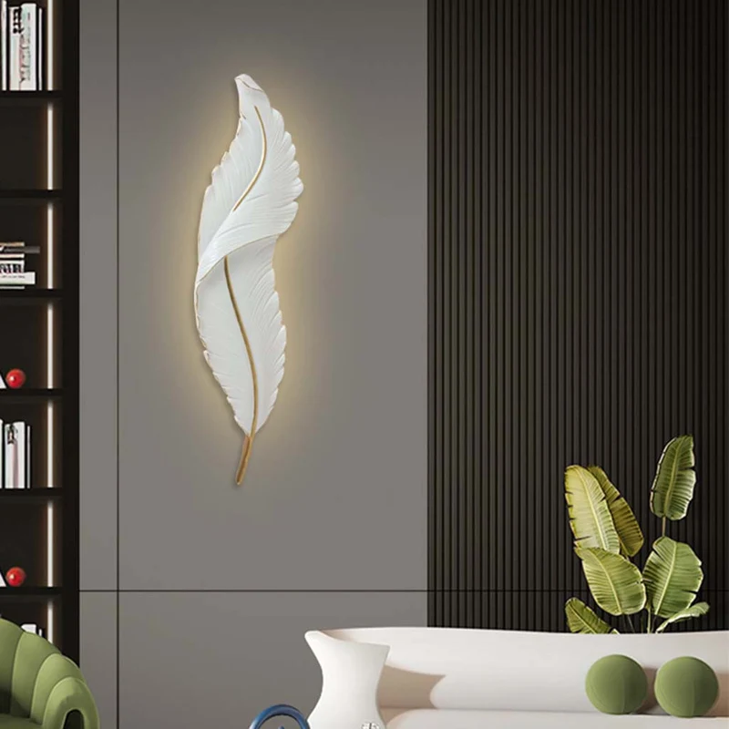 Wall Sconce Lamp Modern Resin Feather LED Dimmable, 4 Colors