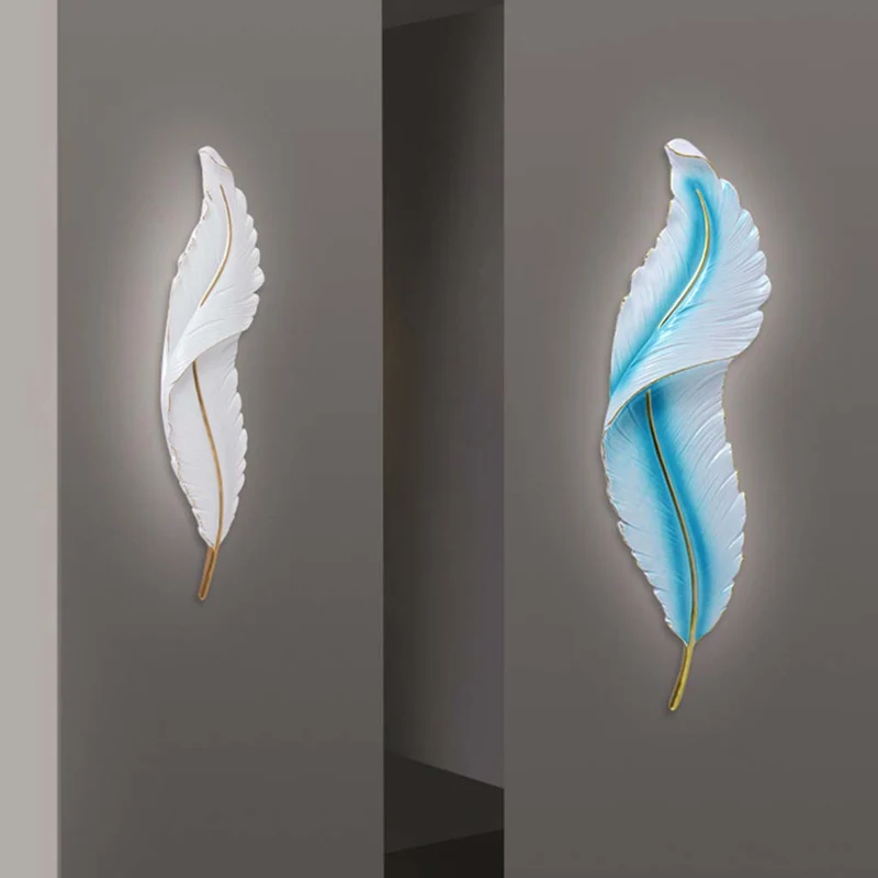 Wall Sconce Lamp Modern Resin Feather LED Dimmable, 4 Colors